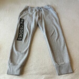Crooks and Castles Mens XL Gray Jogger Sweatpants Graphic Logo Fleece Streetwear